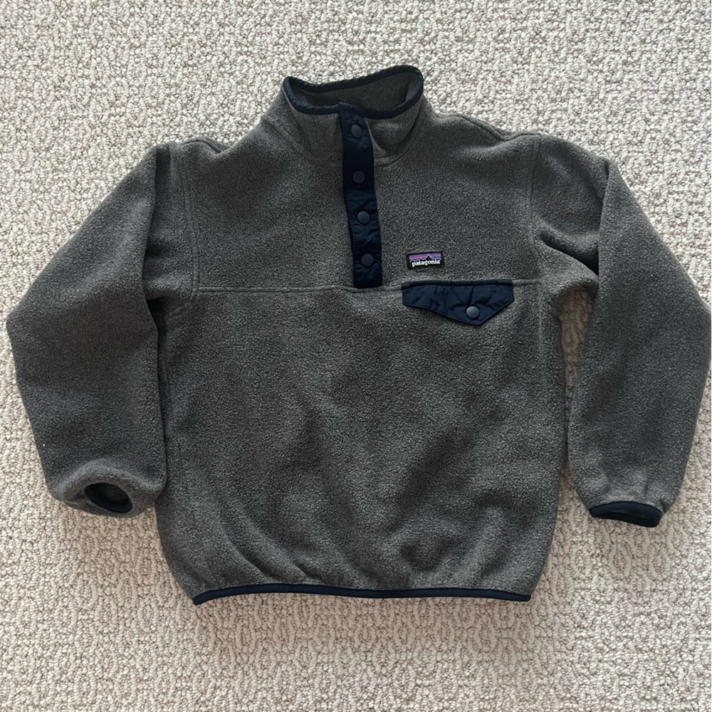 PATAGONIA Synchilla Fleece T-Snap Pullover Boys Small  Gray